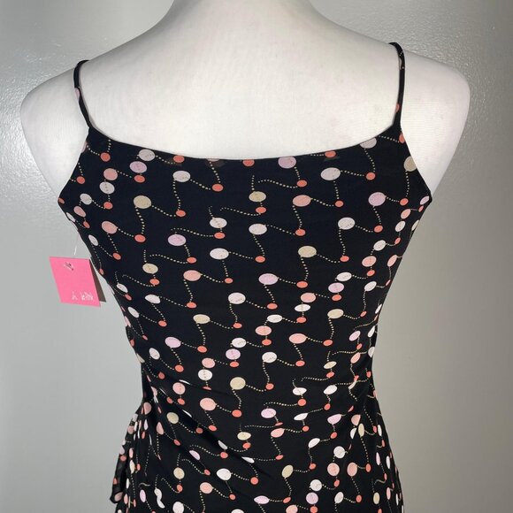 Le Pink Black Pink Polka Dots Asymmetrical Strap Neck Sleeveless Dress 10 NWT - Picture 8 of 12